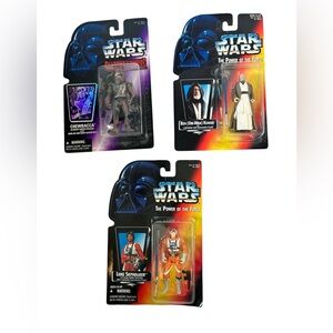 Star Wars Power of the Force Figure Lot Luke Obi Wan Chewbacca NIB